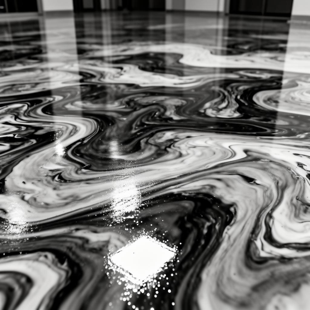 Hand troweled metallic epoxy floor finish